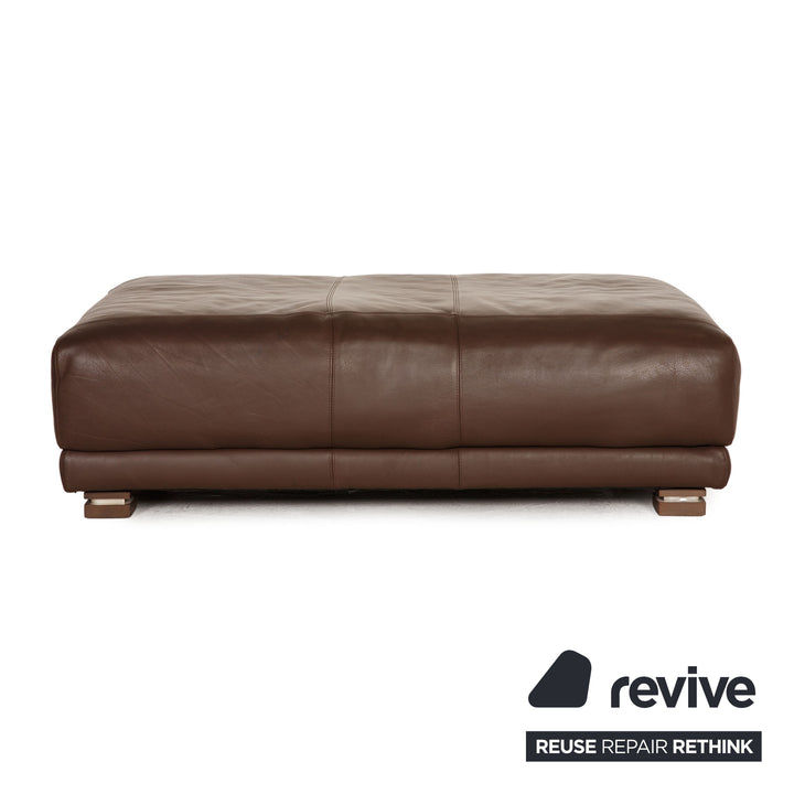 Natuzzi Leder Sofa Garnitur Dunkelbraun Ecksofa Sessel Hocker