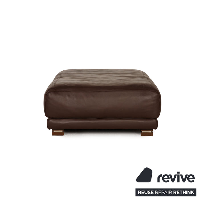 Natuzzi Leder Sofa Garnitur Dunkelbraun Ecksofa Sessel Hocker