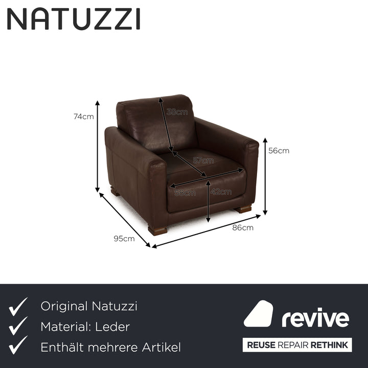 Natuzzi Leder Sofa Garnitur Dunkelbraun Ecksofa Sessel