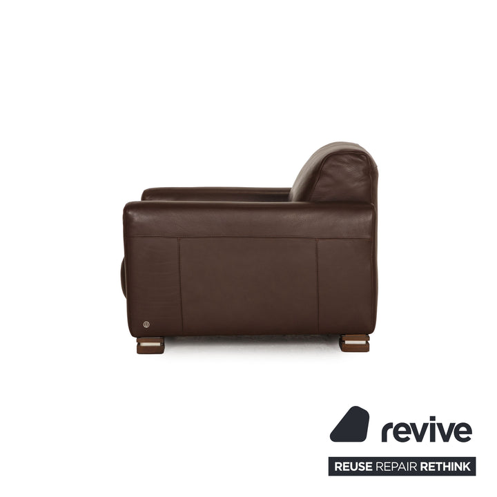 Natuzzi Leder Sofa Garnitur Dunkelbraun Ecksofa Sessel