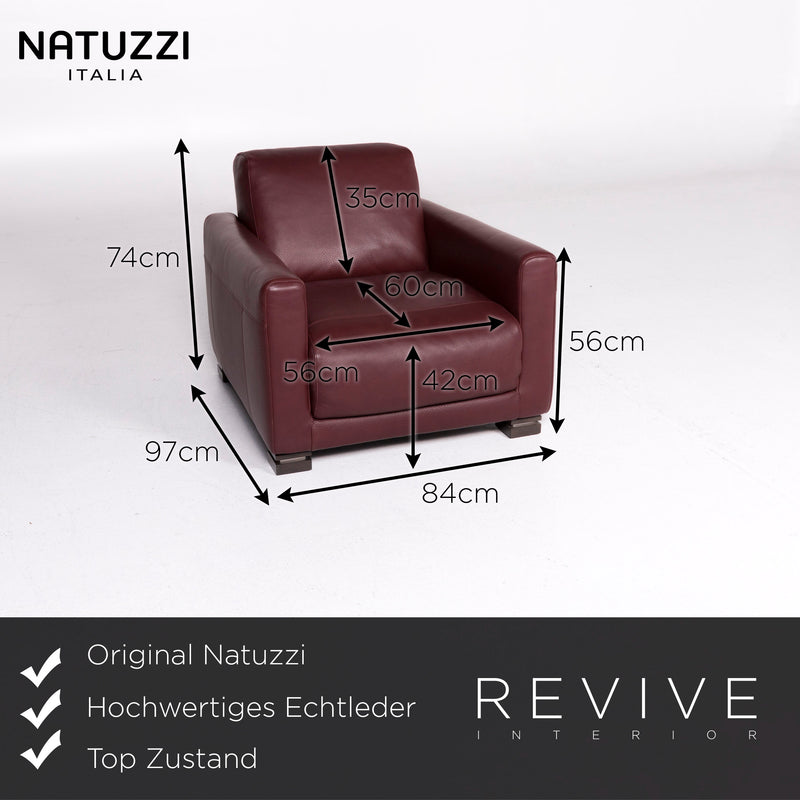Natuzzi Leder Sofa Garnitur Rot Ecksofa inkl. Beistelltisch Sessel Hocker 