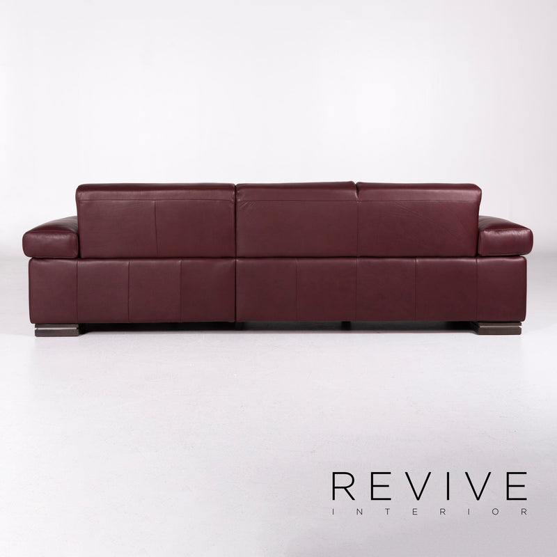 Natuzzi Leder Sofa Garnitur Rot Ecksofa inkl. Beistelltisch Sessel Hocker 