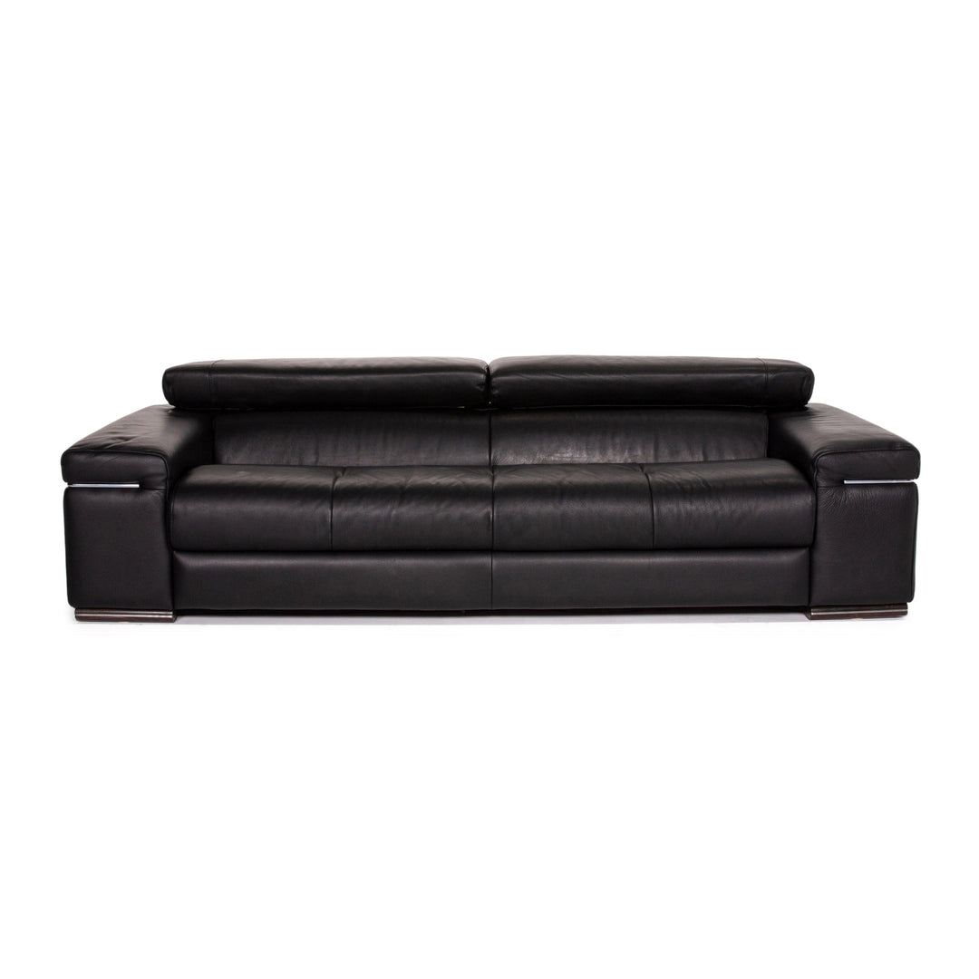 Natuzzi Leder Sofa Schwarz Dreisitzer Funktion Couch #13573