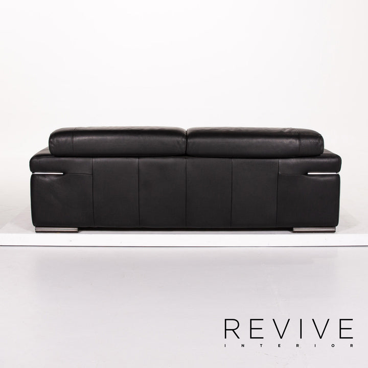 Natuzzi Leather Sofa Black Two Seater Function Couch #13574