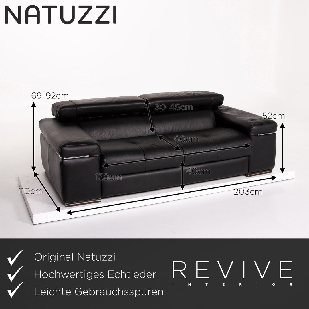 Natuzzi Leder Sofa Schwarz Zweisitzer Funktion Couch #13574