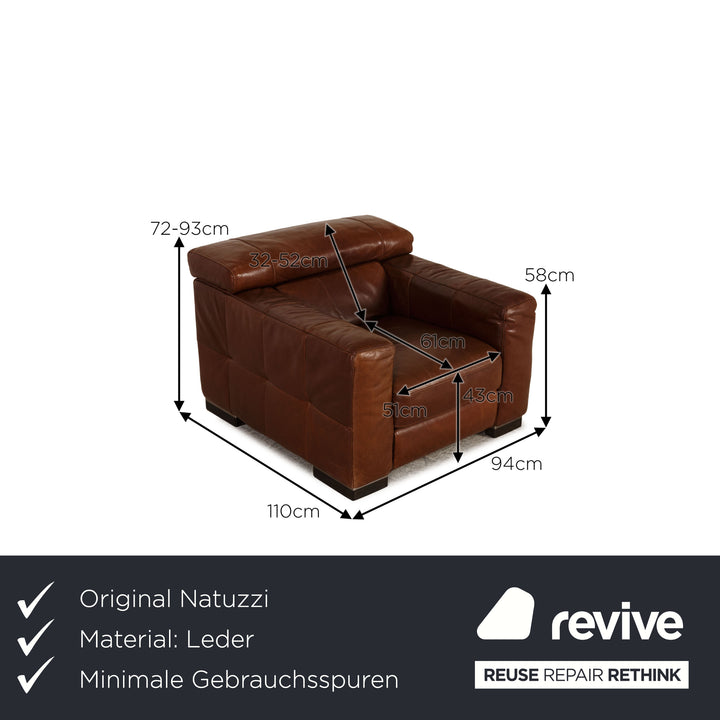 Natuzzi Nicolaus leather armchair brown electr. function