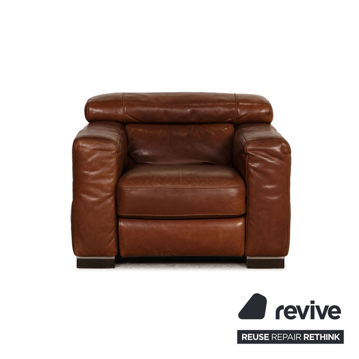 Natuzzi Nicolaus leather armchair brown electr. function