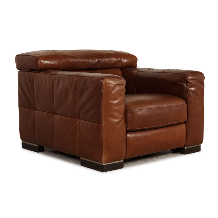 Natuzzi Nicolaus leather armchair brown electr. function