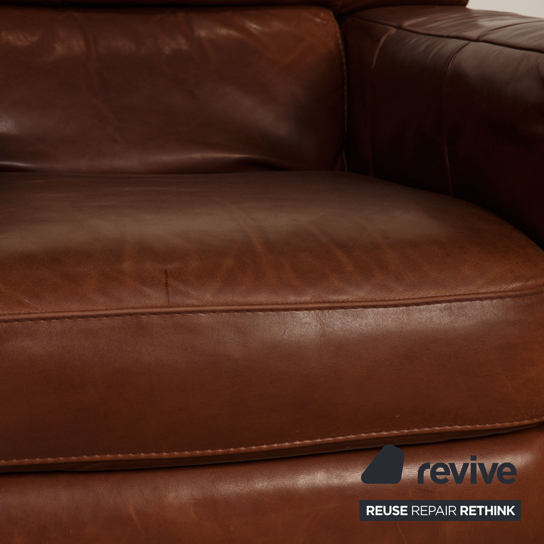 Natuzzi Nicolaus leather armchair brown electr. function