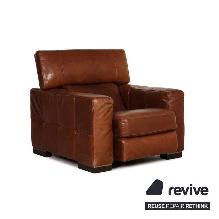 Natuzzi Nicolaus leather armchair brown electr. function