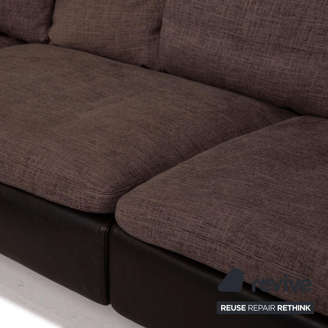 Natuzzi Opus brown leather corner sofa