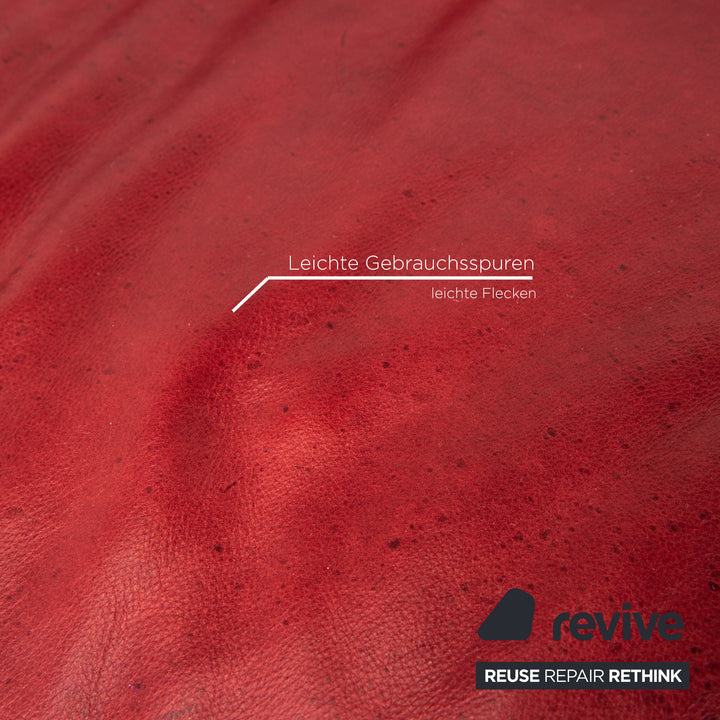 Natuzzi Preludio Leather Corner Sofa Red Dark Red Function Couch