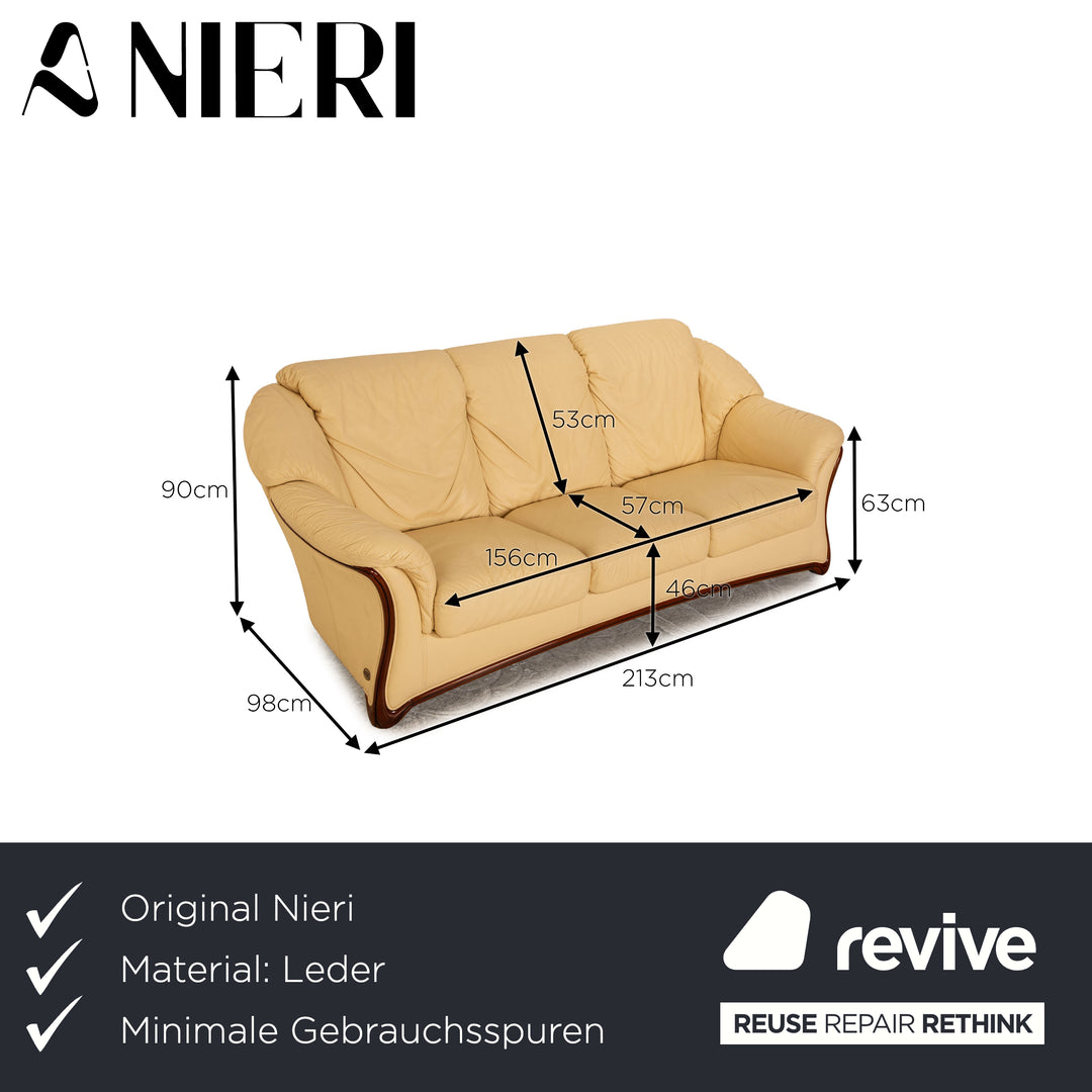 Nieri Alberto Leather Three Seater Cream Sofa Couch