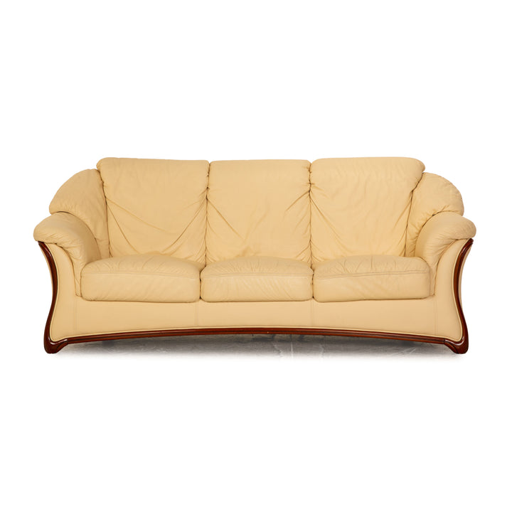 Nieri Alberto Leather Three Seater Cream Sofa Couch