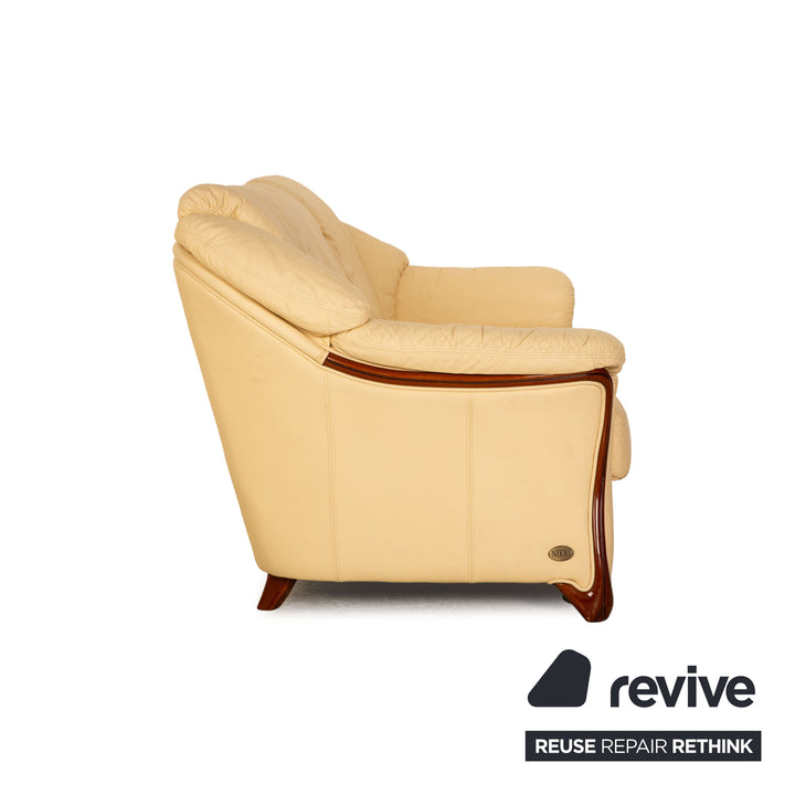 Nieri Alberto Leather Three Seater Cream Sofa Couch