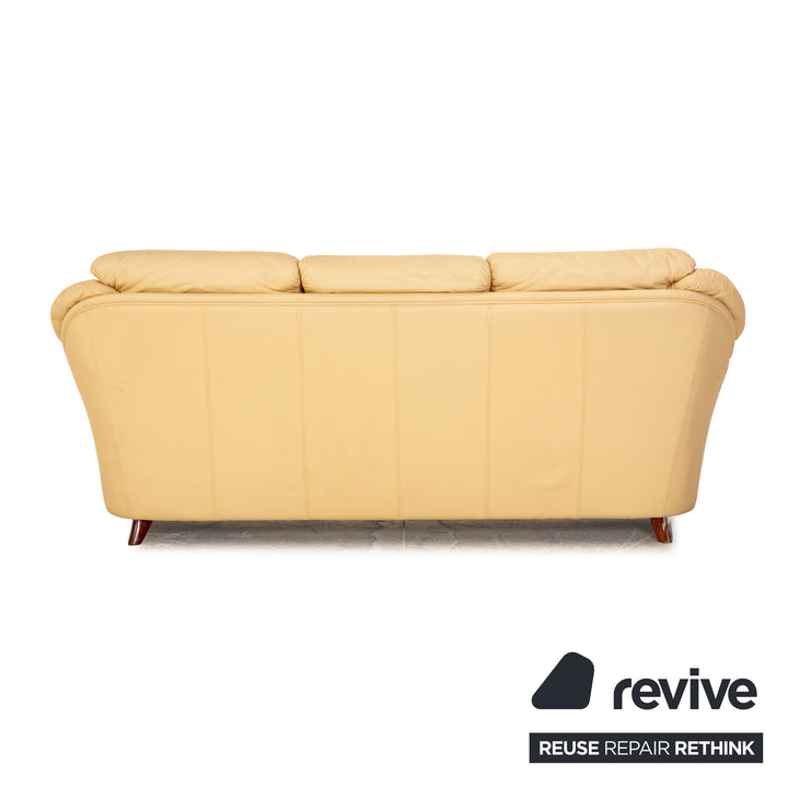 Nieri Alberto Leather Three Seater Cream Sofa Couch