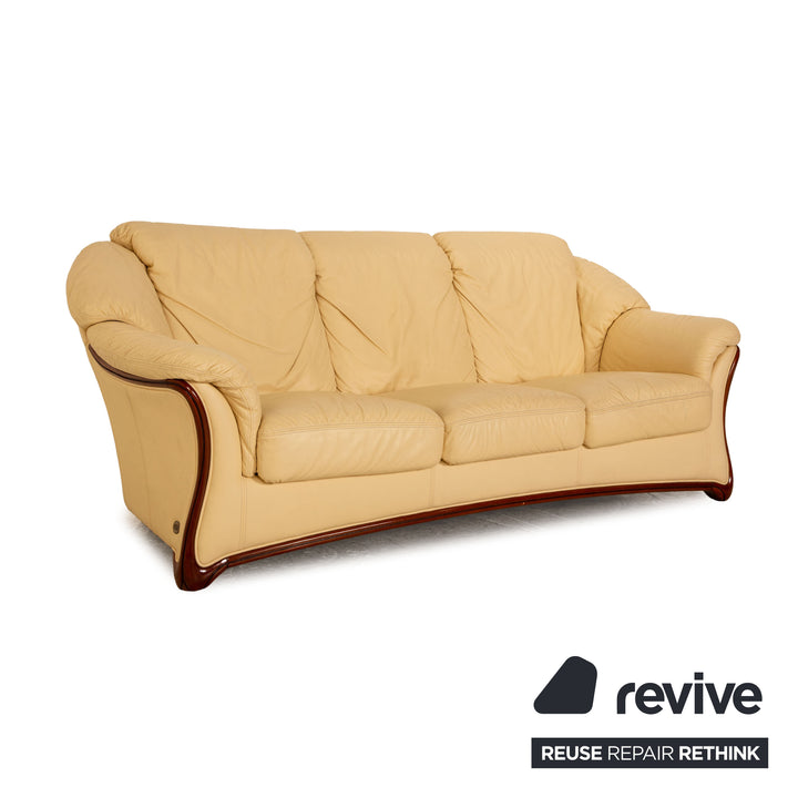 Nieri Alberto Leather Three Seater Cream Sofa Couch