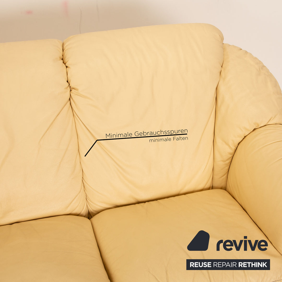 Nieri Alberto Leather Three Seater Cream Sofa Couch
