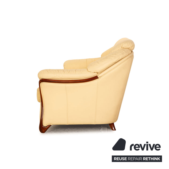 Nieri Alberto Leather Three Seater Cream Sofa Couch