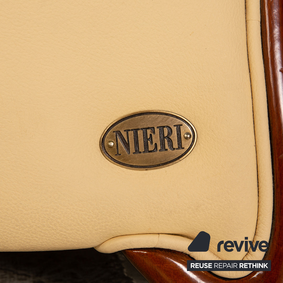 Nieri Alberto Leather Three Seater Cream Sofa Couch
