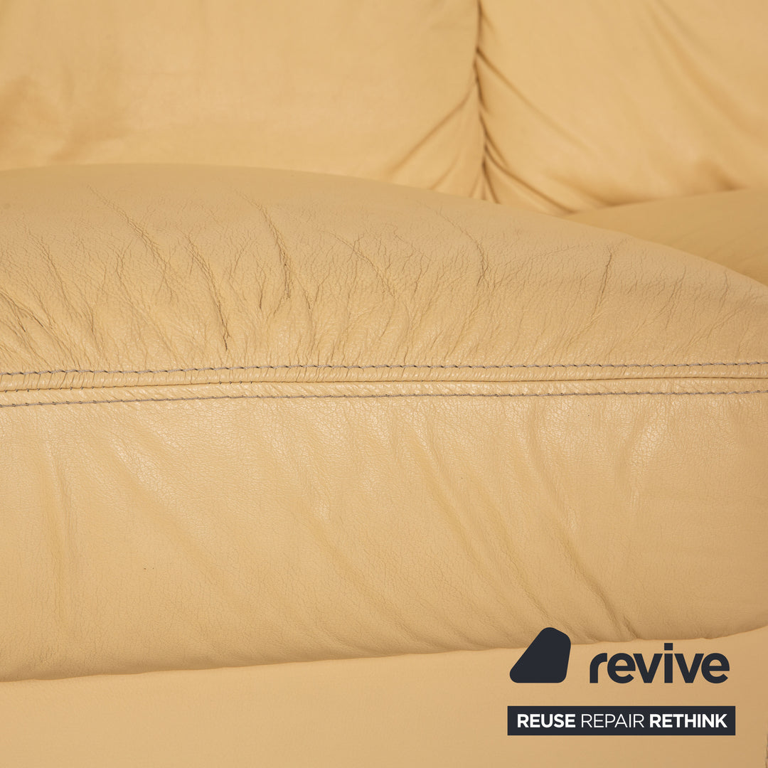 Nieri Alberto Leather Three Seater Cream Sofa Couch