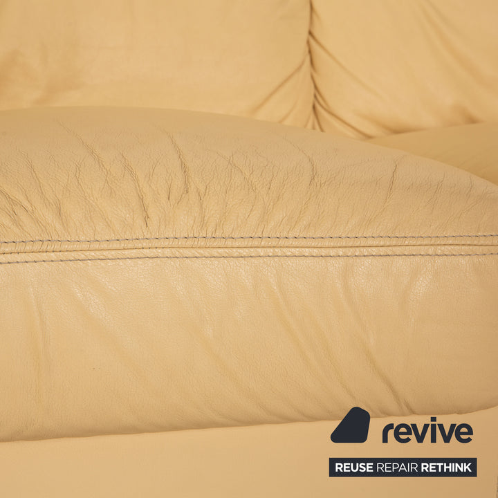 Nieri Alberto Leather Three Seater Cream Sofa Couch
