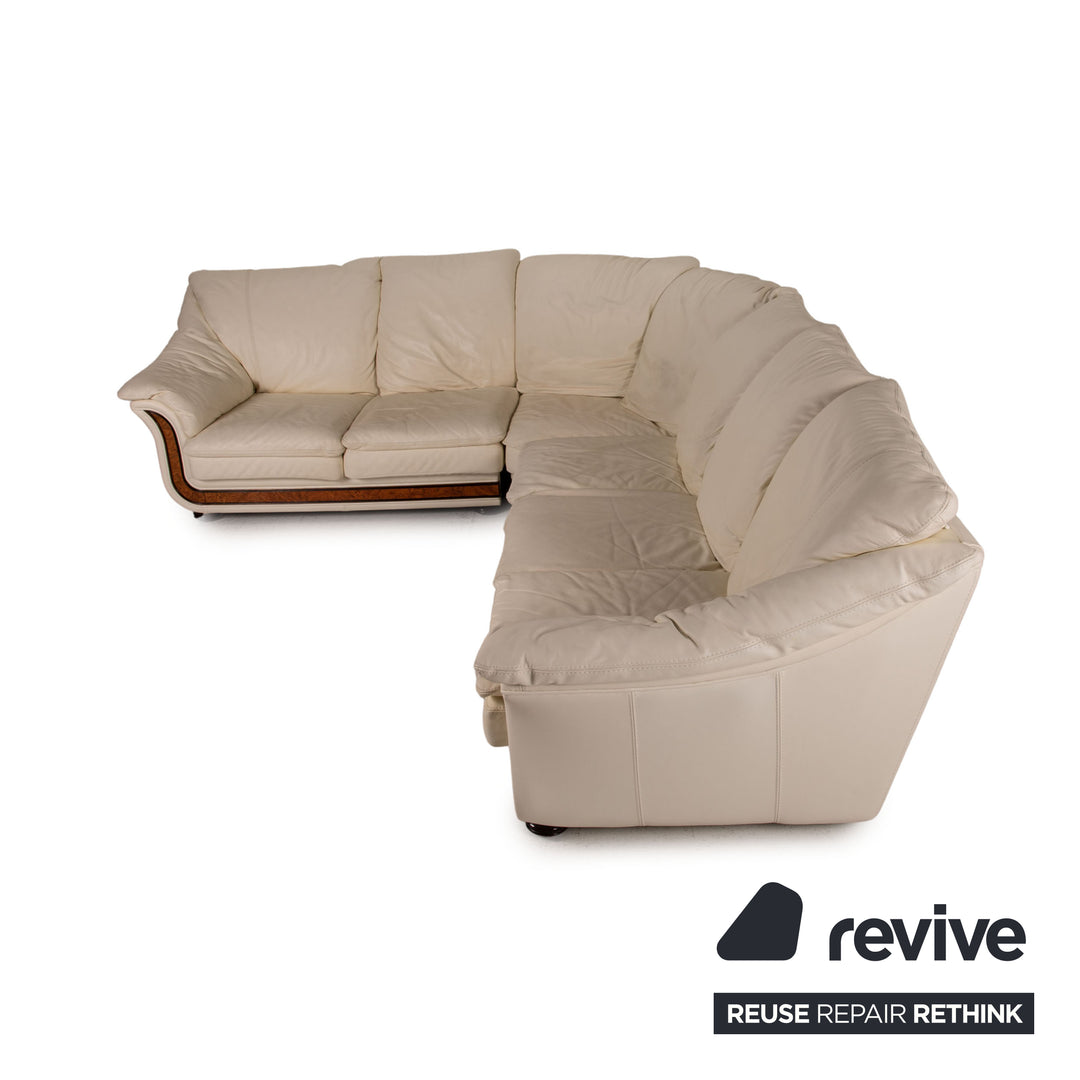 Nieri Corniche Leder Sofa Creme Ecksofa Couch