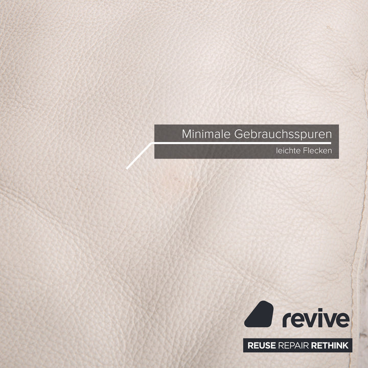 Nieri Corniche Leder Sofa Garnitur Creme Ecksofa Couch Hocker