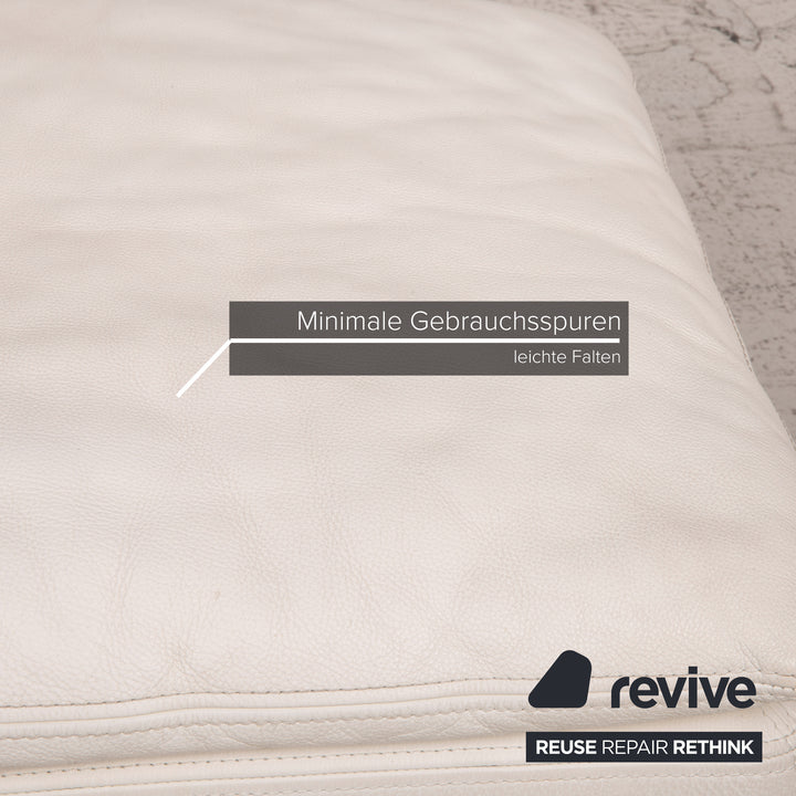 Nieri Corniche Leder Sofa Garnitur Creme Ecksofa Couch Hocker