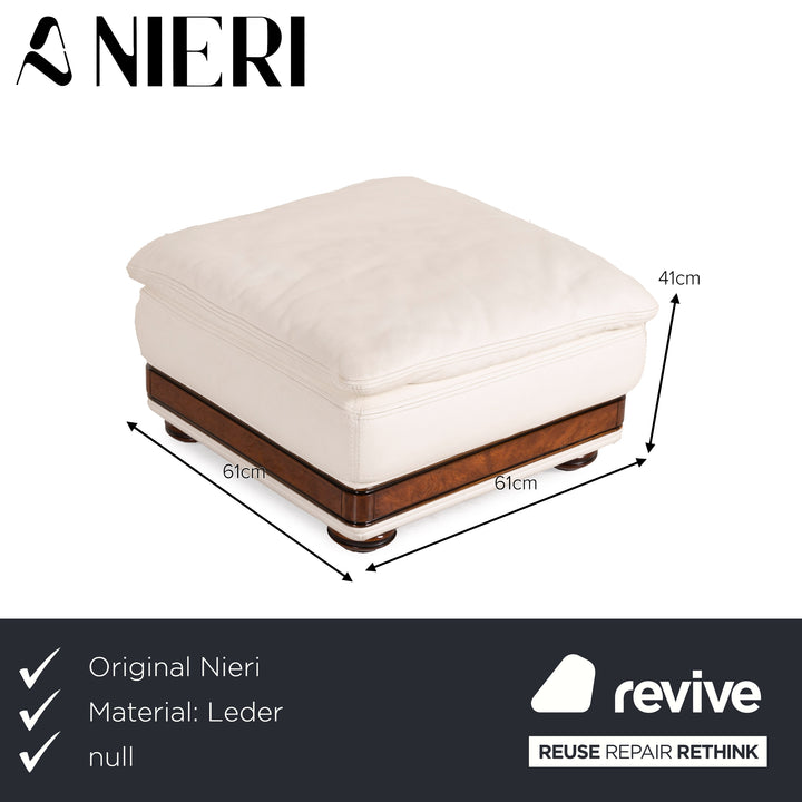 Nieri Corniche Leder Sofa Garnitur Creme Ecksofa Couch Hocker
