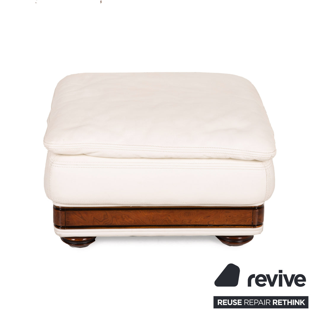 Nieri Corniche Leder Sofa Garnitur Creme Ecksofa Couch Hocker