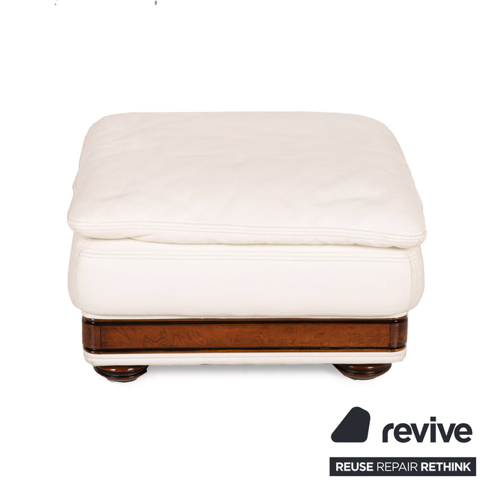 Nieri Corniche Leder Sofa Garnitur Creme Ecksofa Couch Hocker