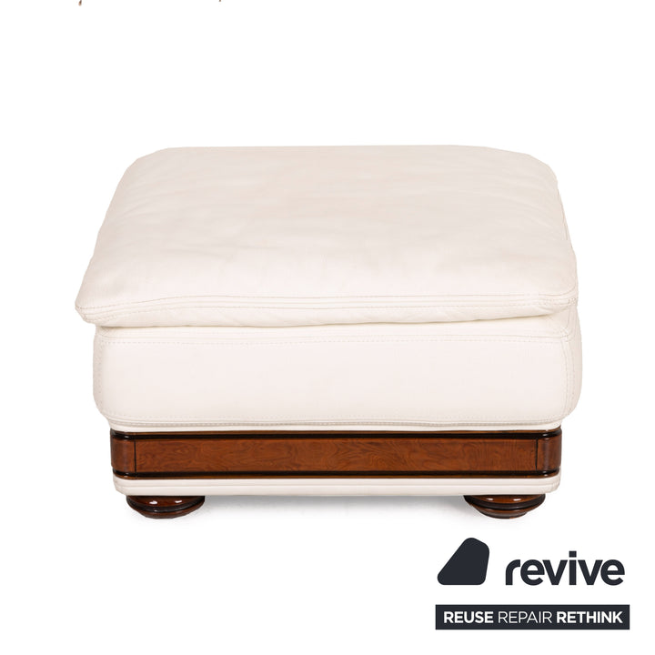 Nieri Corniche Leder Sofa Garnitur Creme Ecksofa Couch Hocker