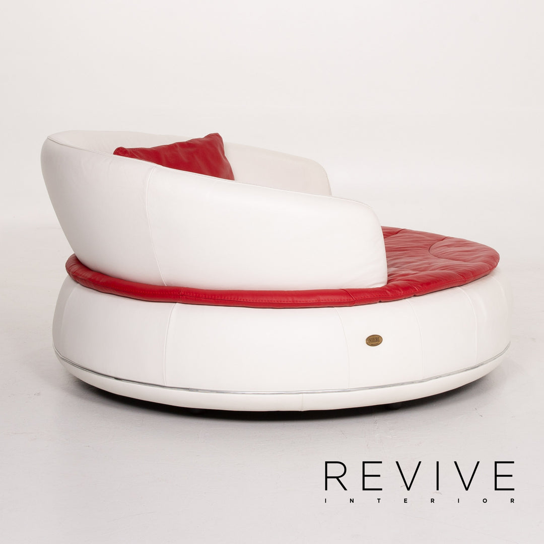 Nieri Espace Leder Sofa Weiß Rot Zweisitzer Couch #13882