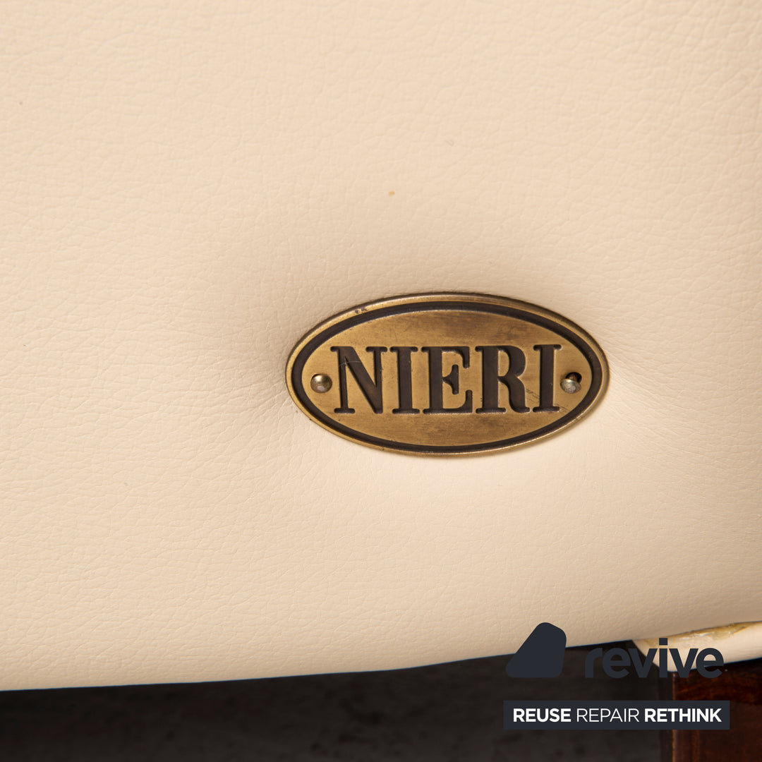 Nieri leather armchair cream wood
