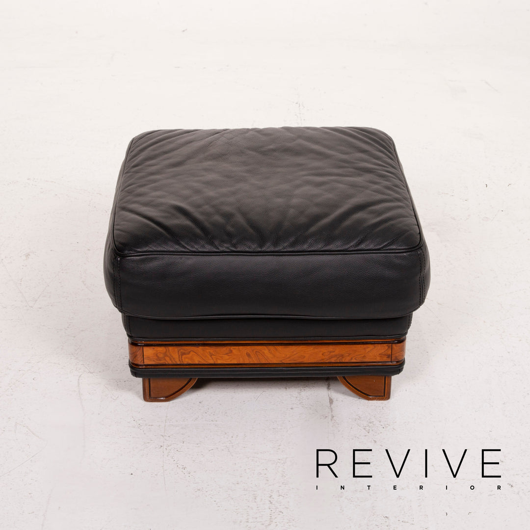 Nieri Leather Armchair Set Black Stool #15215
