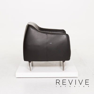 Nieri Leder Sessel Schwarz #13134