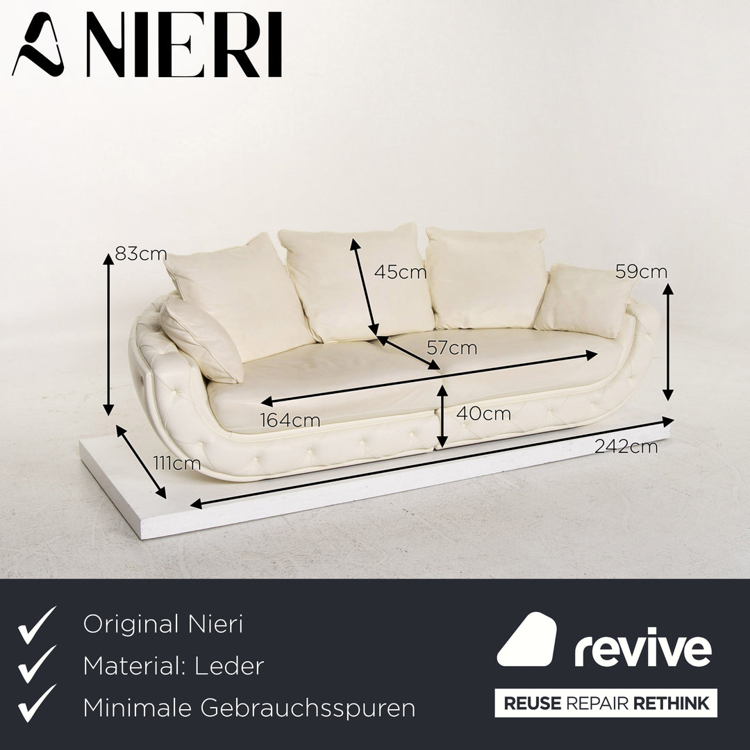 Nieri Leather Sofa Cream Four Seater Couch #13579