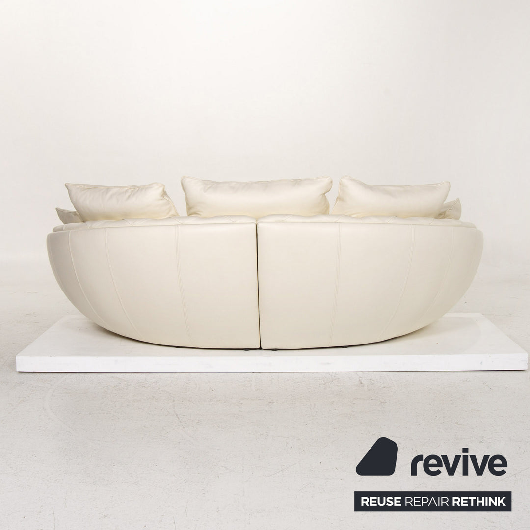 Nieri Leather Sofa Cream Four Seater Couch #13579