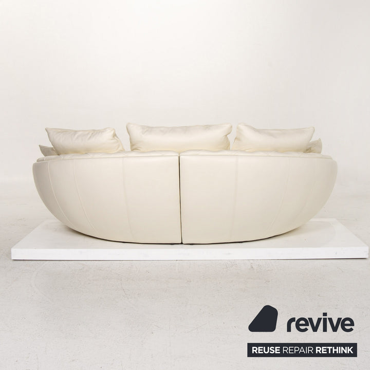 Nieri Leather Sofa Cream Four Seater Couch #13579