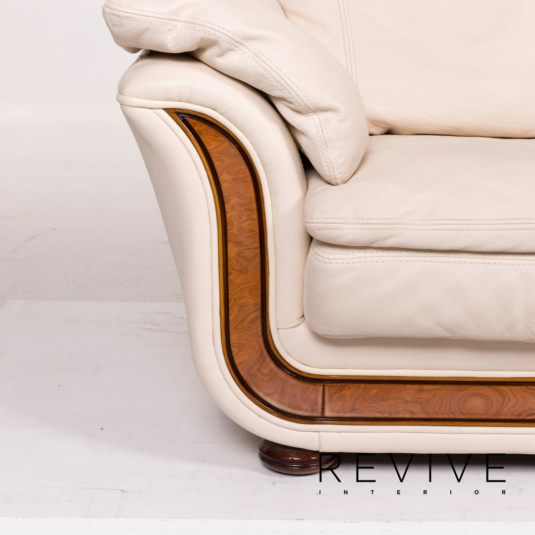 Nieri Leather Sofa Cream Two Seater #12264