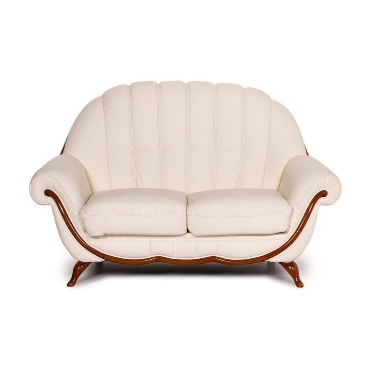 Nieri Leather Sofa Cream Two Seater Couch #14930