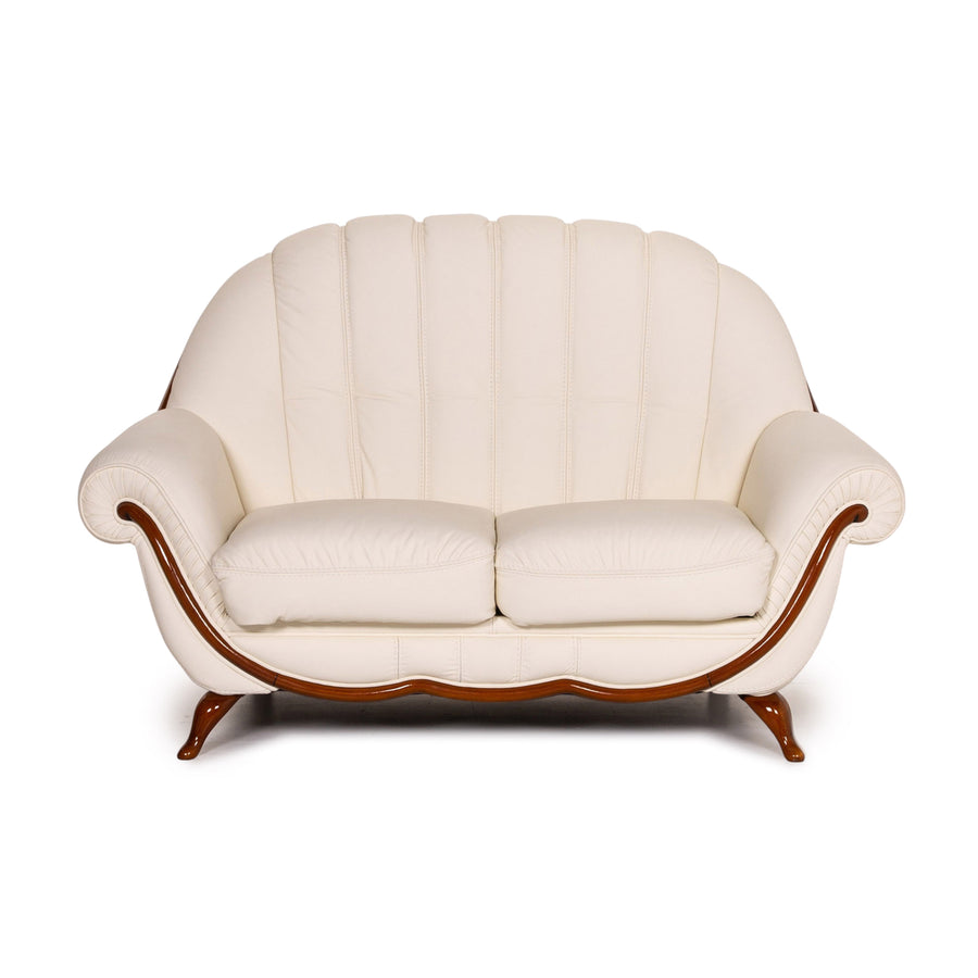 Nieri Leather Sofa Cream Two Seater Couch #14930