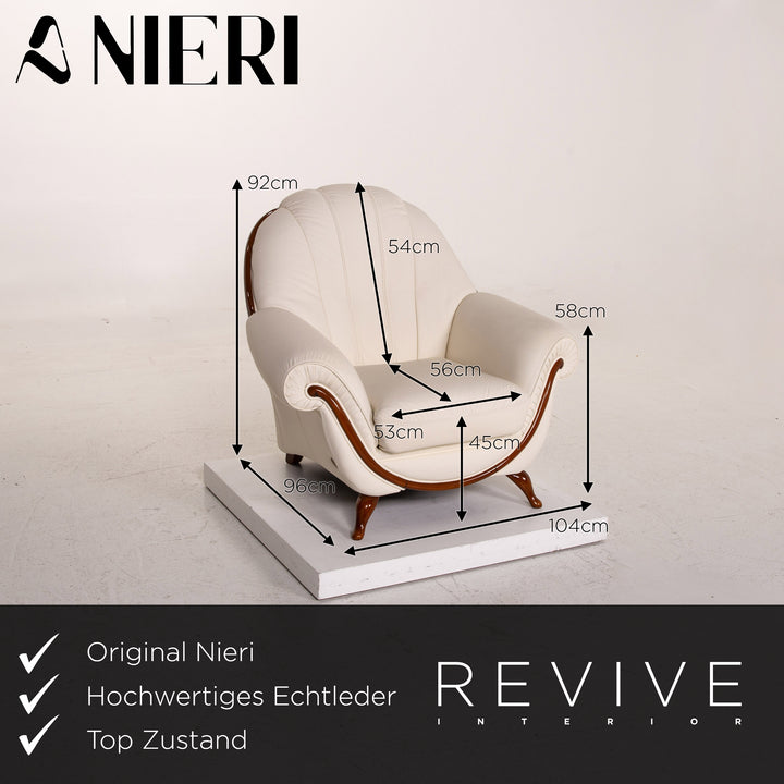 Nieri leather sofa set cream 1x three-seater 1x two-seater 1x armchair #15267