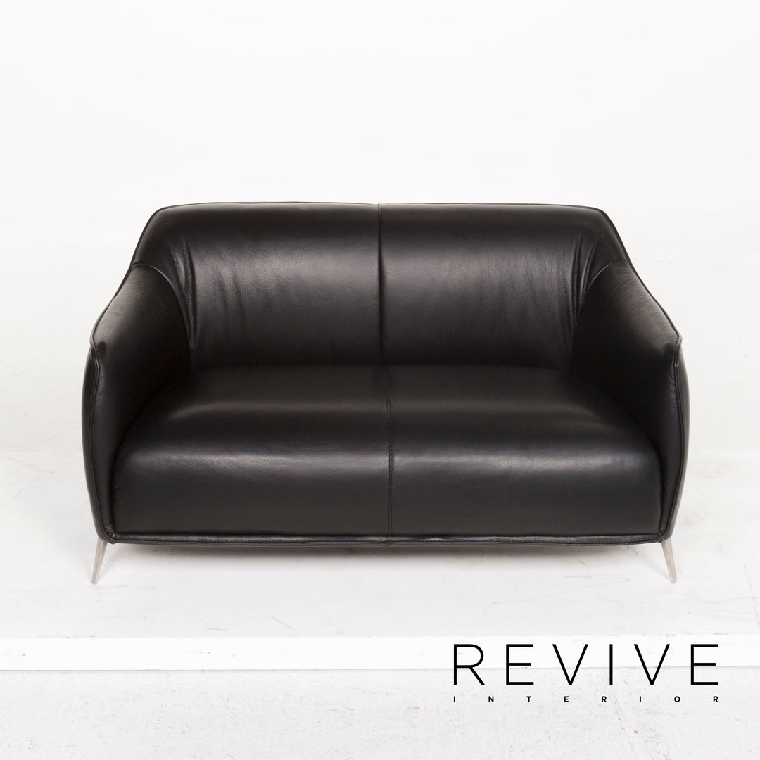 Nieri Leather Sofa Set Black Three Seater Two Seater Armchair #13226