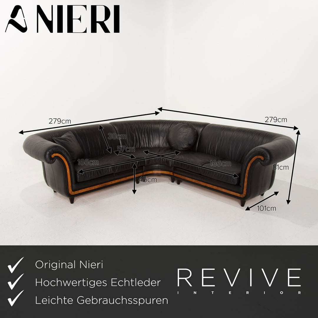 Nieri Leather Sofa Set Black Corner Sofa Armchair #15204