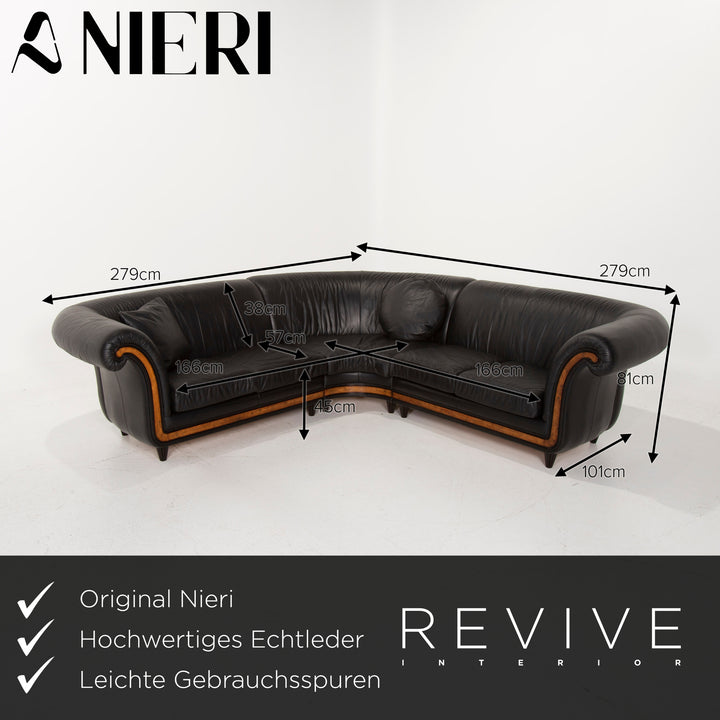 Nieri Leather Sofa Set Black Corner Sofa Armchair #15204