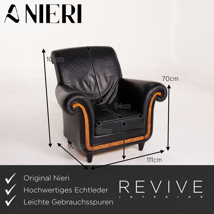 Nieri Leather Sofa Set Black Corner Sofa Armchair #15204