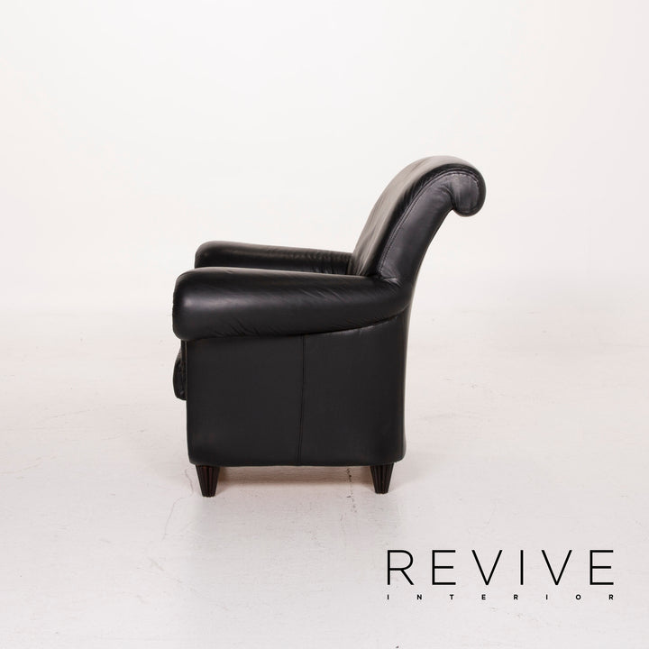 Nieri Leather Sofa Set Black Corner Sofa Armchair #15204