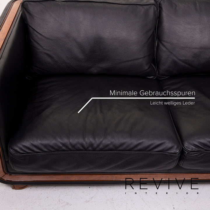 Nieri Leather Sofa Set Black Corner Sofa Armchair Stool #15217